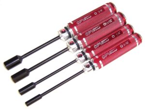 Steckschlüssel-Set / 6-Kant Set - Zoll - 3/16, 1/4, 11/32, 3/8 Zoll - ROT