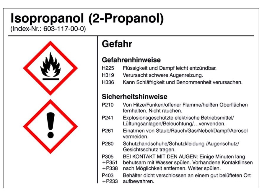 Isopropylalkohol - IPA - Lösungsmittel für Fette, Harze und Lacke, 1lt.