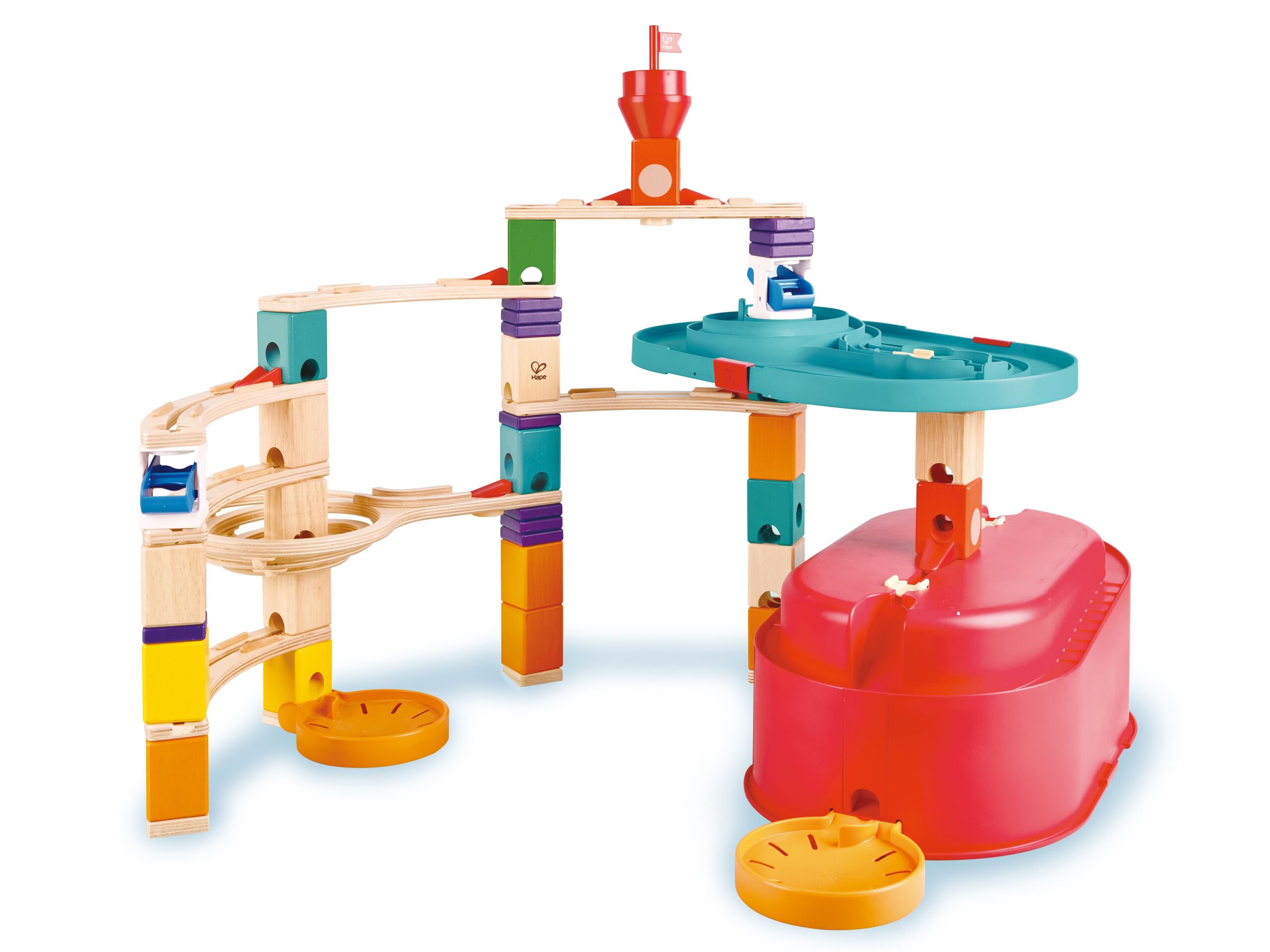 Hape - Quadrilla Baukasten Behälter-Set - Murmelbahn - Holzspielzeug