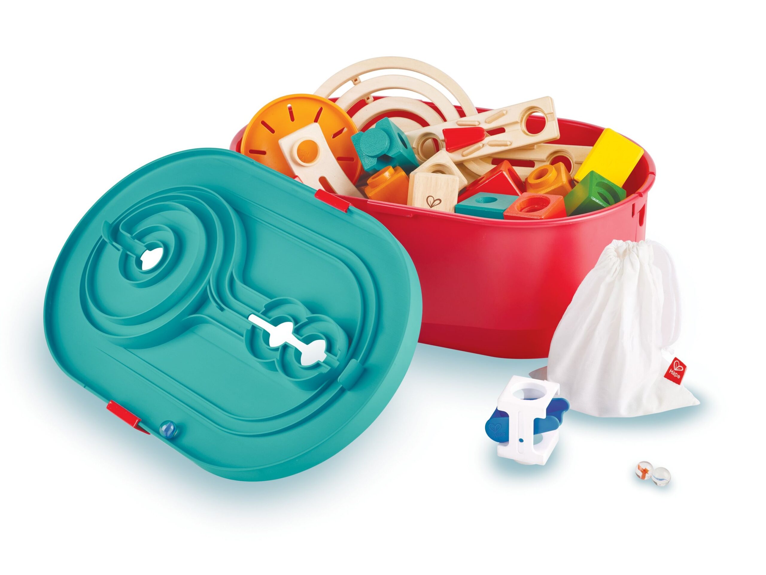 Hape - Quadrilla Baukasten Behälter-Set - Murmelbahn - Holzspielzeug – Bild 3