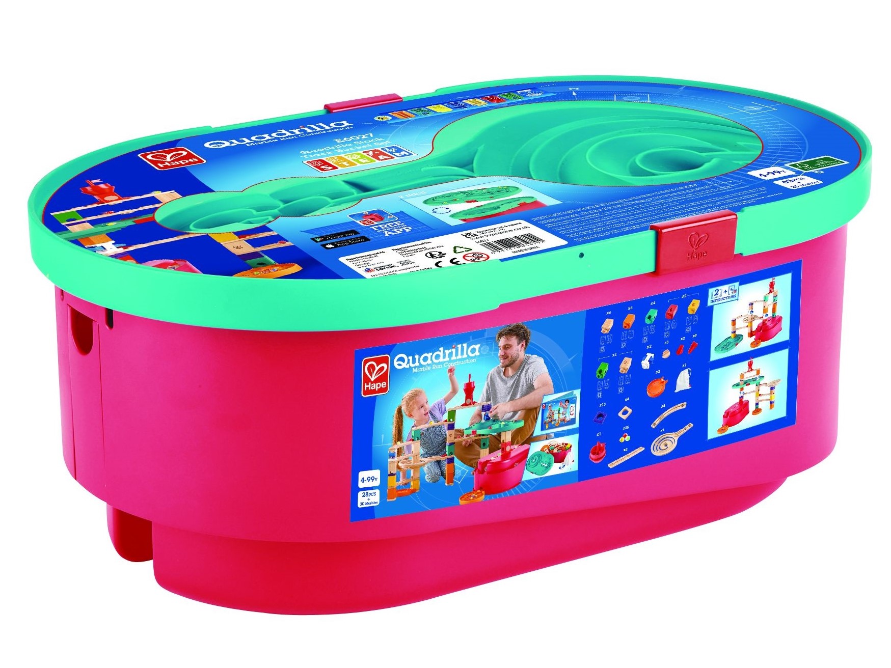 Hape - Quadrilla Baukasten Behälter-Set - Murmelbahn - Holzspielzeug – Bild 6
