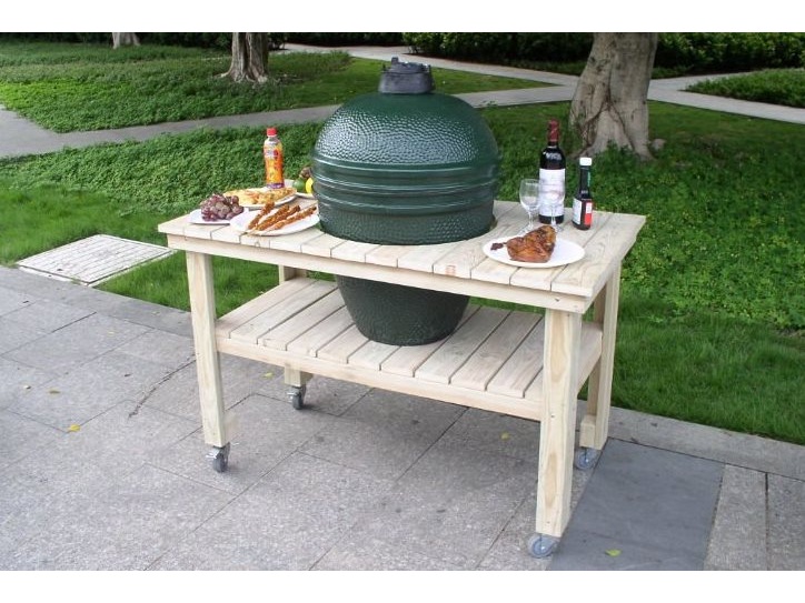 Holztisch mit Radsatz zu Keramikgrill KAMADO 21 und 23.5, 46/52cm Rost – Bild 2
