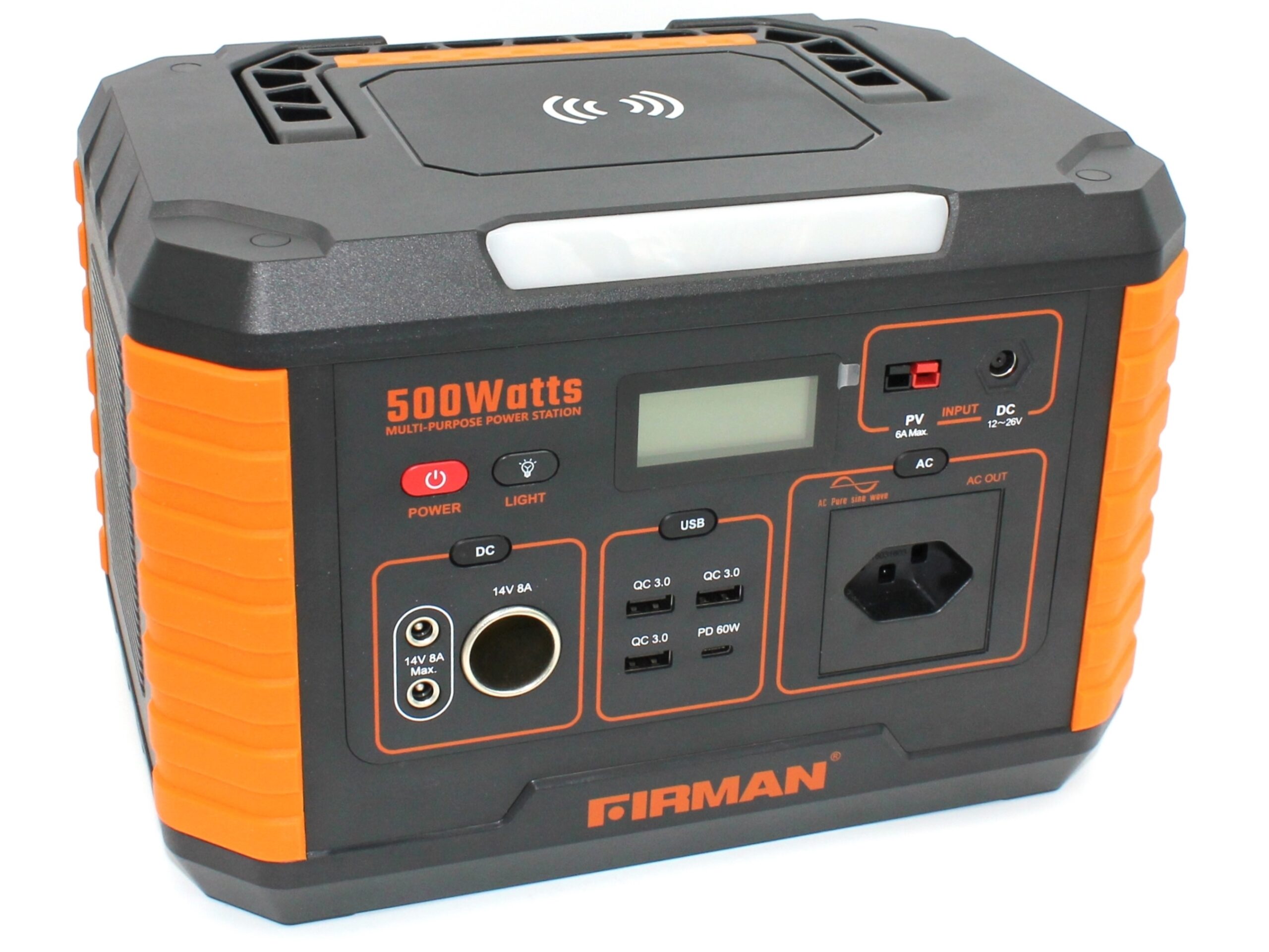 Firman Power Station 500 Watt, 519Wh, Stromspeicher mit 230V Steckdose, USB, usw