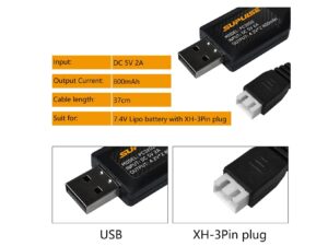 USB-Lader / Ladegerät für 2S 7.4v LiPo Akkus - 3-PIN Volantex - PC3202