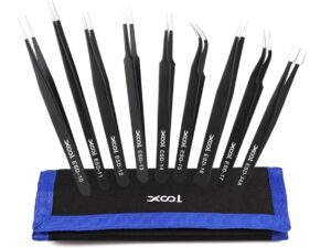 Pinzetten-Set aus Stahl - antistatisch - 9er-Set