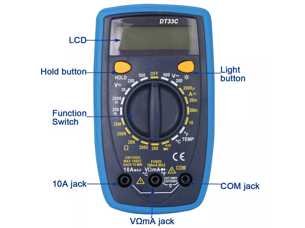 Digitales Multimeter DT33C Digitalmessinstrument mit Temperatursensor – Bild 3