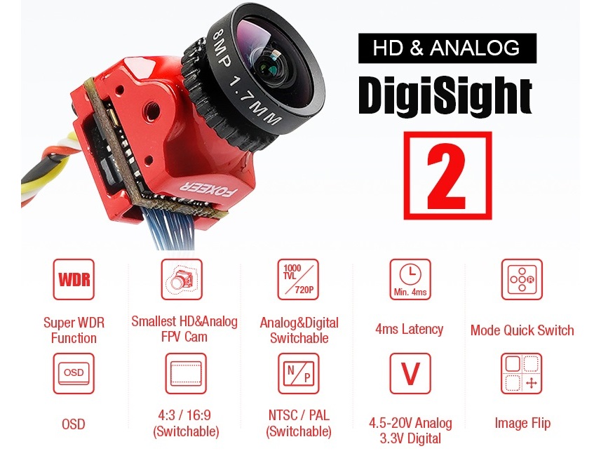 Foxeer Digisight V2 Nano 720P, Digital / Analog FPV Kamera – Bild 4