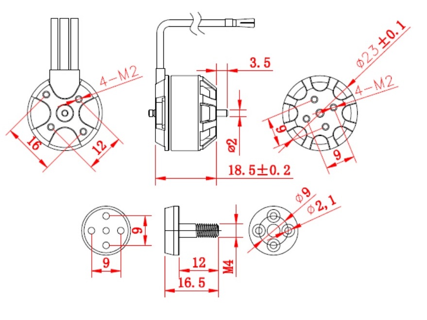 Leopard Multicopter Outrunner Motor PH1806-15T 2350KV - 110W, rechtsdrehend – Bild 3