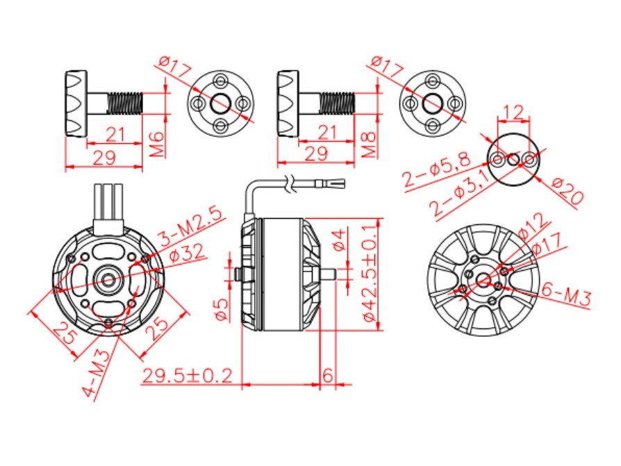 Leopard Multicopter Outrunner Motor PH3510-23T 370KV - 350W, rechtsdrehend – Bild 3