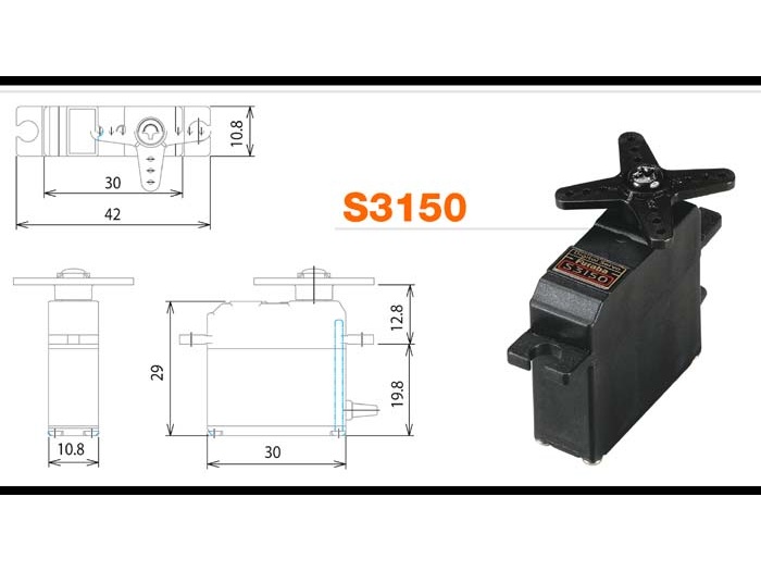 Digital-Servo S3150 MG Futaba ultradünn 30x10.8x29mm - 4.6kg – Bild 2