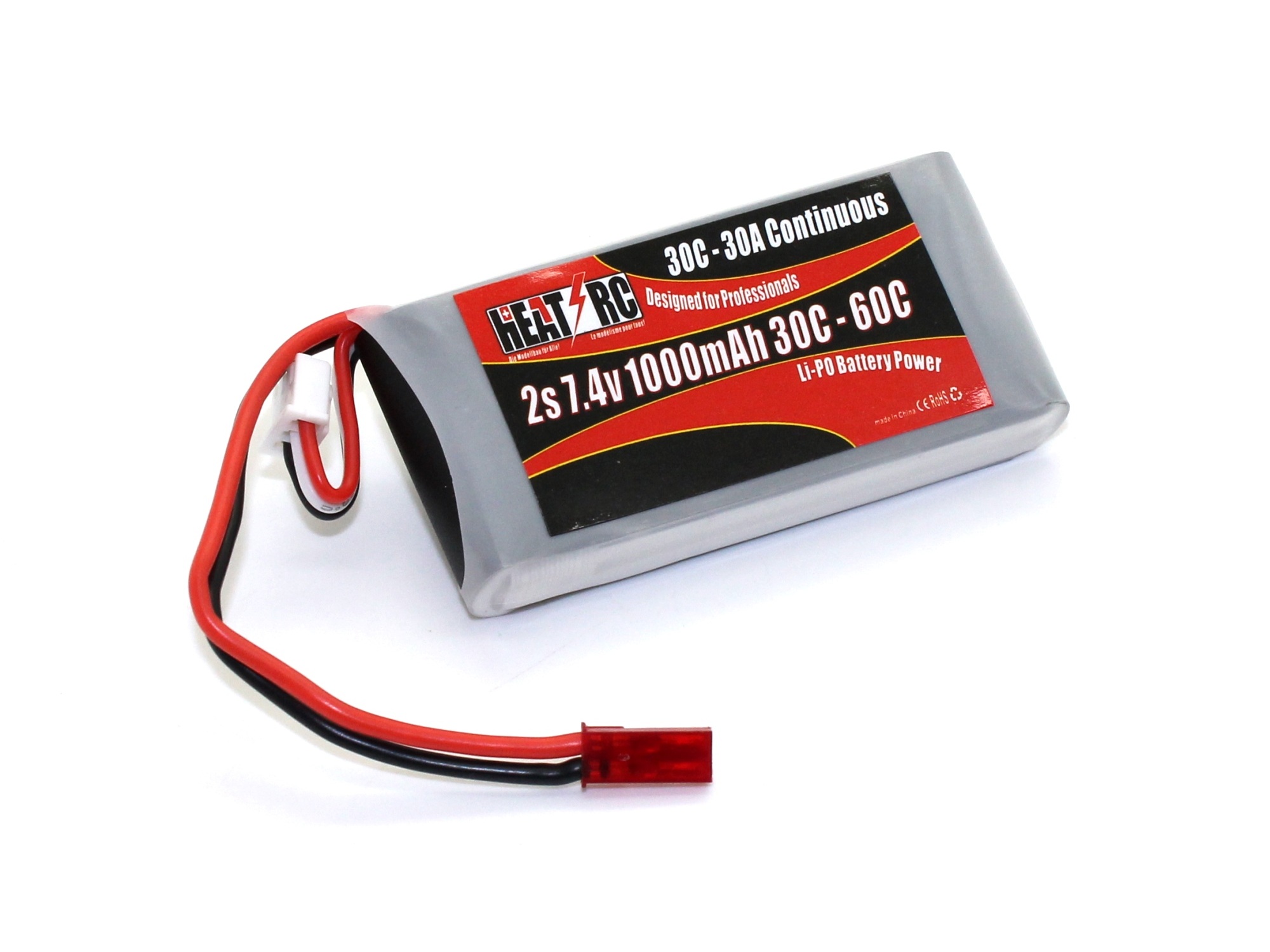 HEAT-RC, LiPo Akku 2S / 7.4V 1000mAh 30C - JST