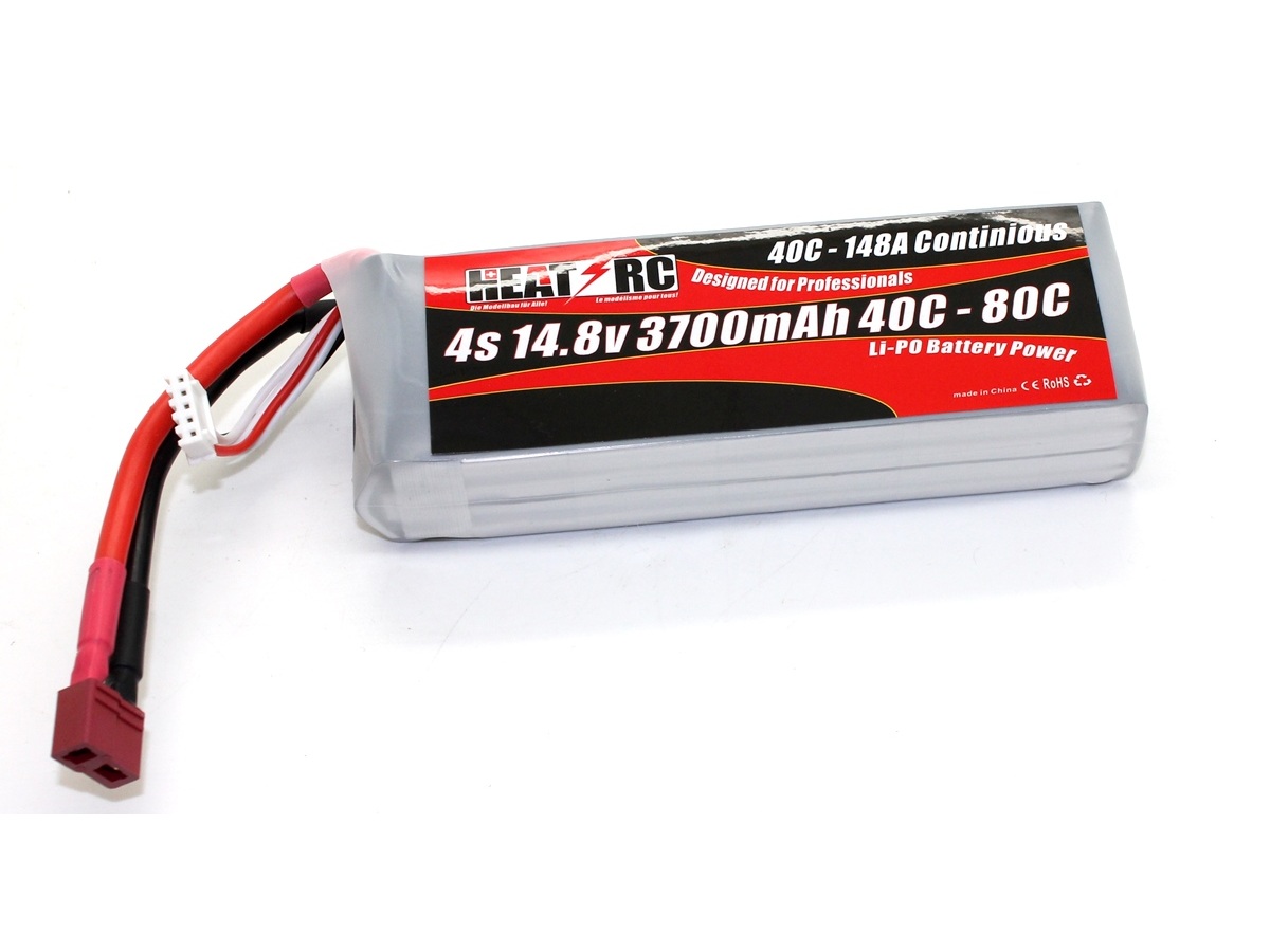 HEAT-RC, LiPo Akku 4S / 14.8V, 3700mAh 40C-80C T-Plug