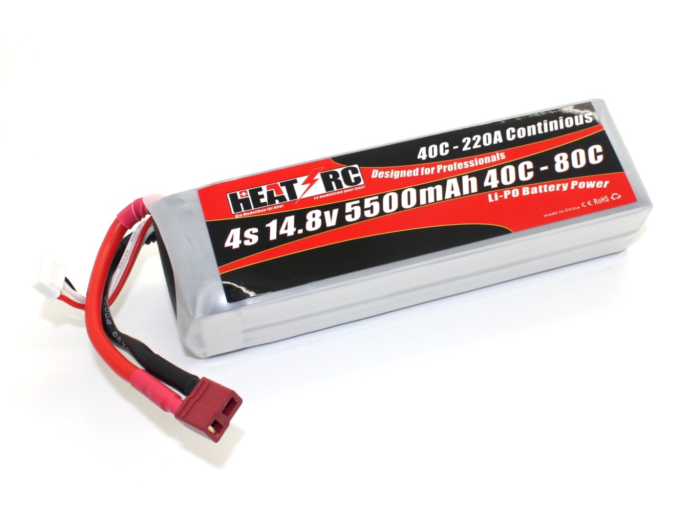 HEAT-RC, LiPo Akku 4S / 14.8V, 5500mAh 40C-80C T-Plug