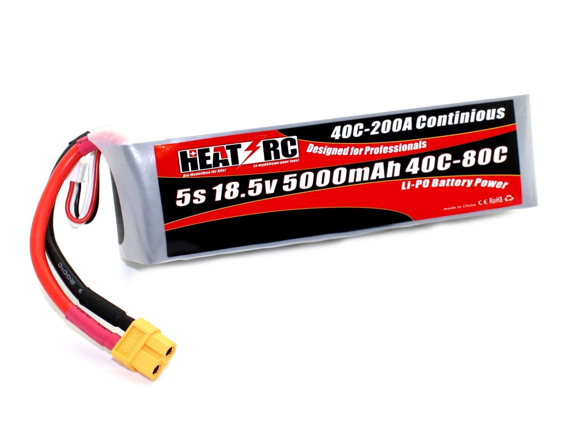 HEAT-RC, LiPo Akku 5S / 18.5V, 5000mAh 40C - XT60