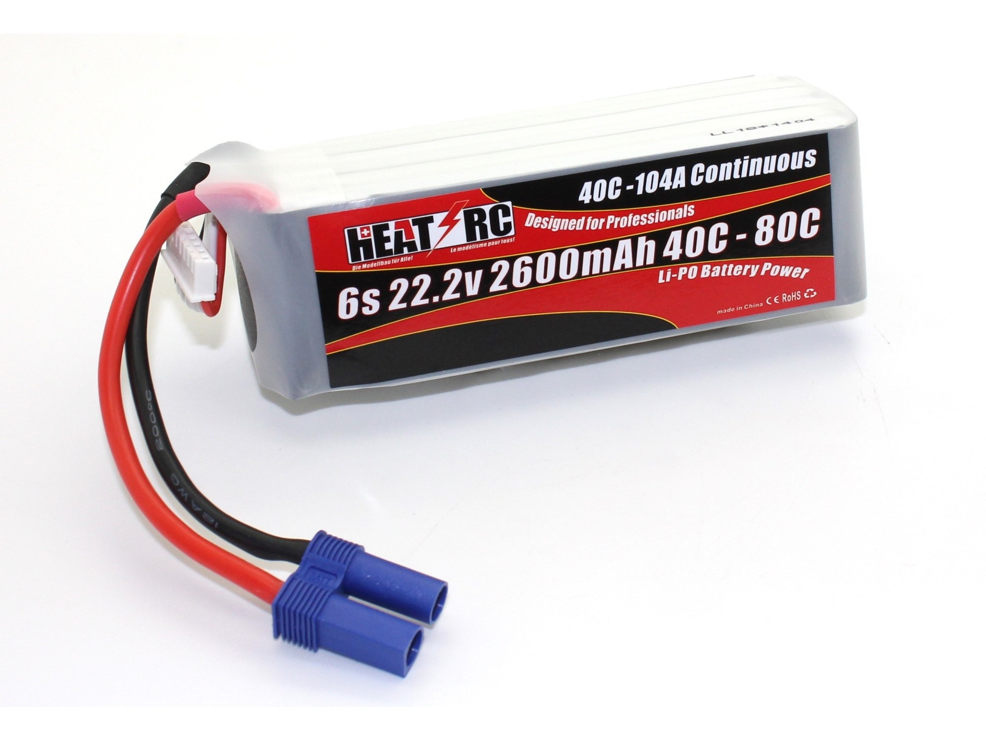 HEAT-RC, LiPo Akku 6S / 22.2V, 2600mAh 40C-80C - EC5