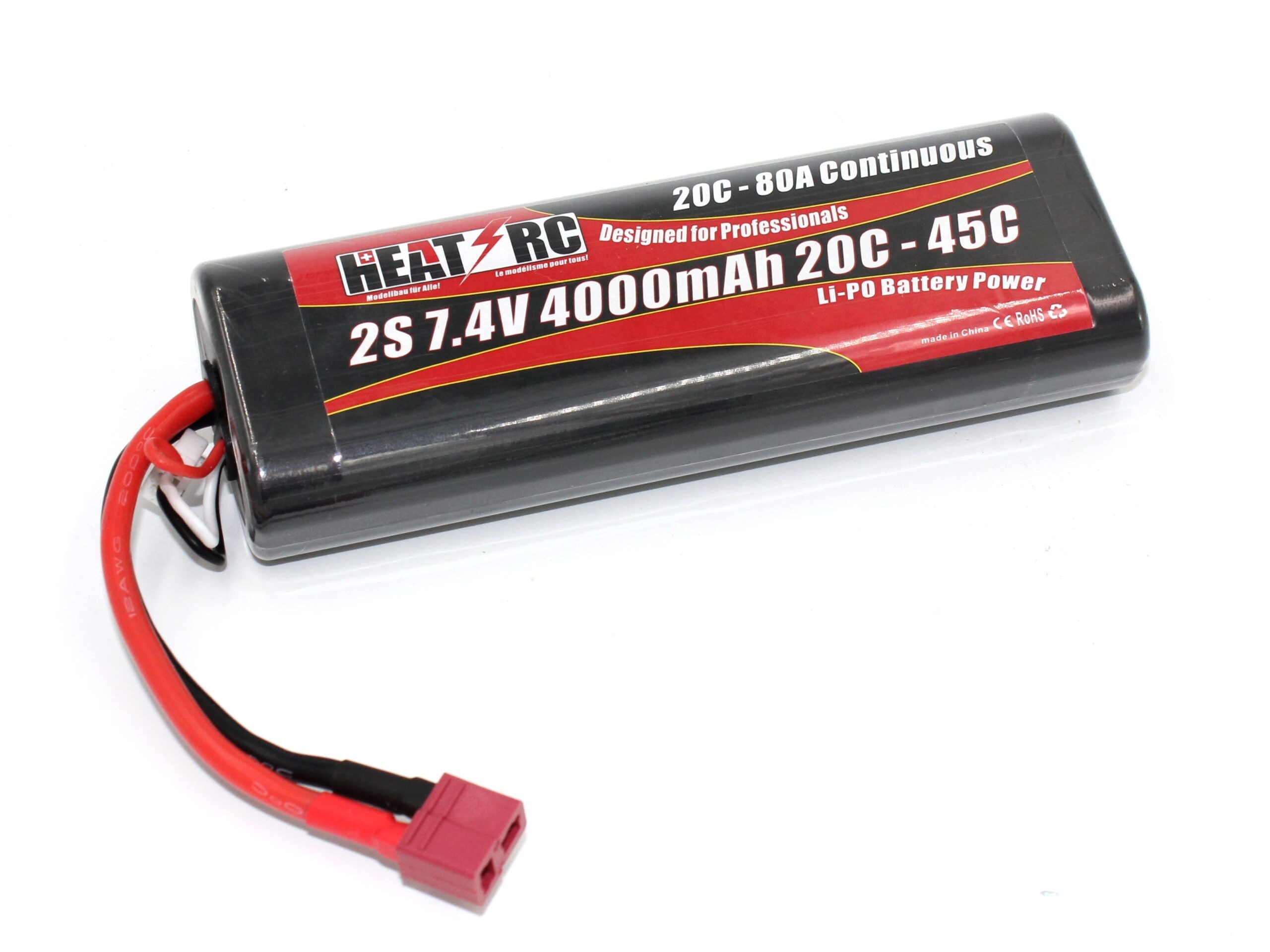 HEAT-RC, LiPo Akku 2S / 7.4V 4000mAh 45C - CAR - T-Plug