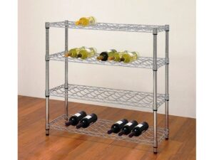 Stahldraht-Chrom-Weinregal 99x91x36cm 36 Flaschen - HxBxT