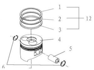 Kolben, Kolbenringe, Bolzen zu Dieselmotor  DH186FA "H1"