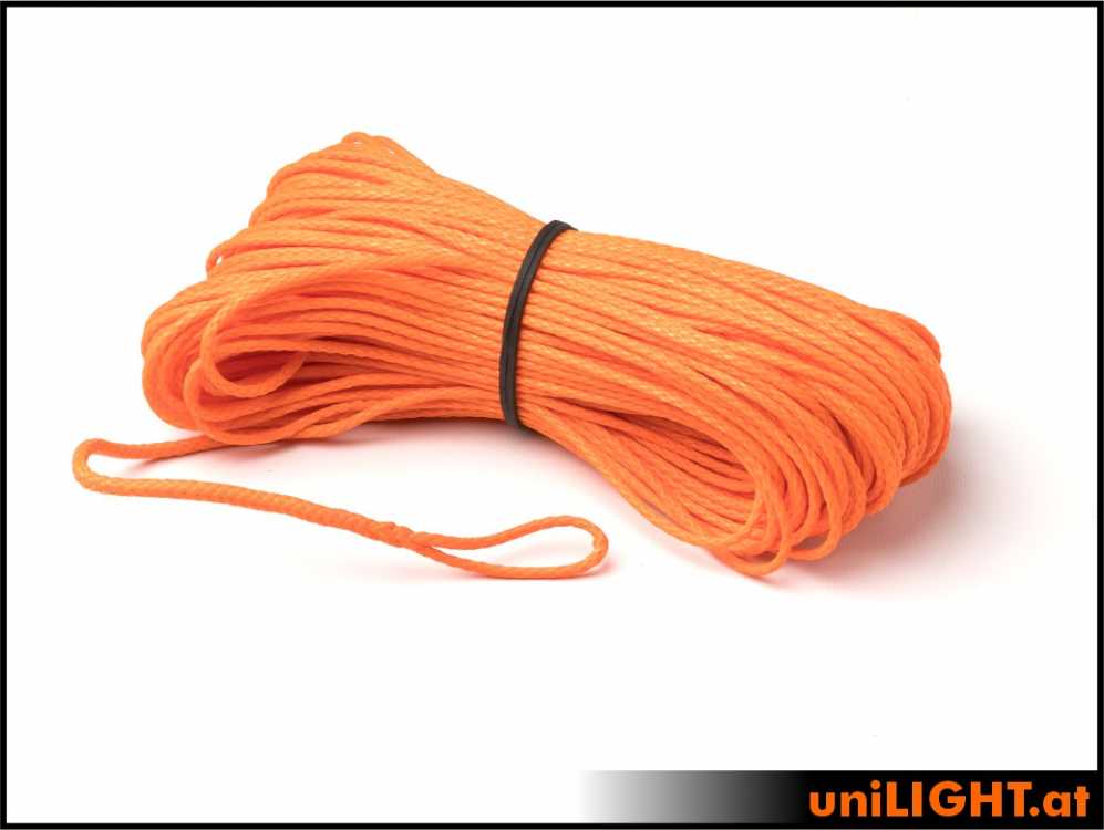 uniLIGHT Windenseil 1.5mm, 280daN Reisskraft, ORANGE, 30m, einseitig gespleisst