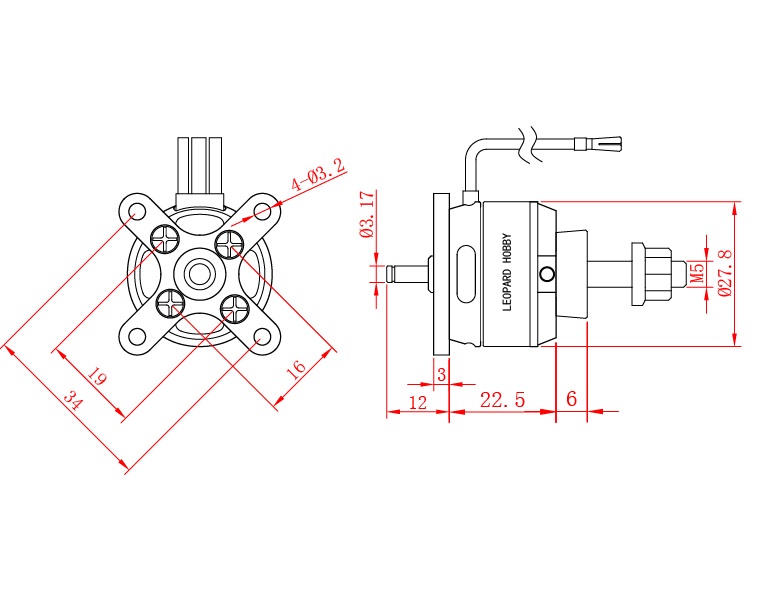 Leopard Brushless Outrunner Motor LC2826-12T KV1380, 180Watt – Bild 4