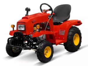 Mini-Traktor rot mit 110ccm 4-Taktmotor mit 4-Ganggetriebe und Anhänger