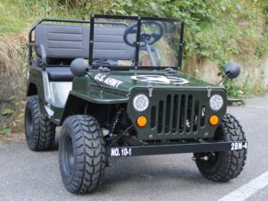 Kinder Willys-Jeep, 125ccm Benzinmotor, 3 Vor- und 1 Rückwärtsgang