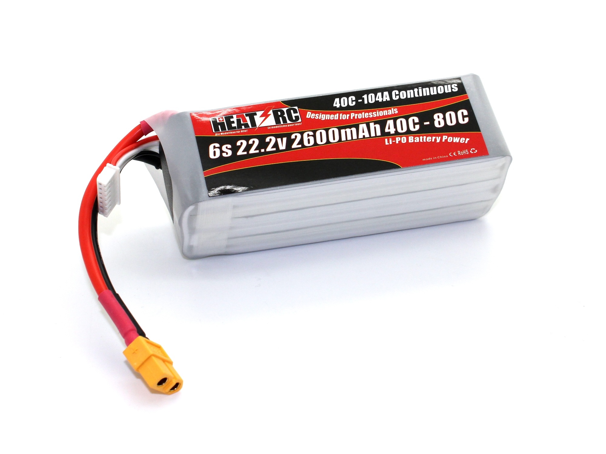 HEAT-RC, LiPo Akku 6S / 22.2V, 2600mAh 40C-80C - XT60
