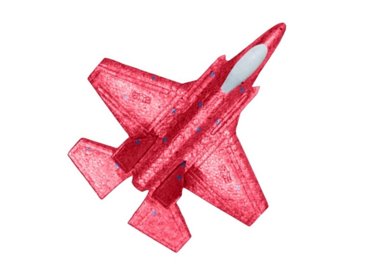 LED Wurfgleiter X35 - rot - Spannweite 230mm mit Schlitten für Katapult