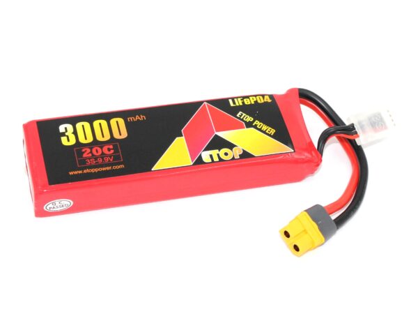 Etop LiFePo4 Akku 3S / 9.9V, 3000mAh - 20C - XT60