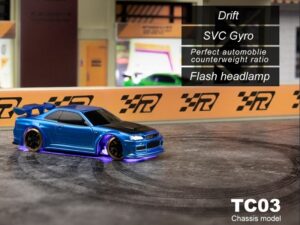 Mini Turbo Racing C64 blau RC Drift Car - RTR Komplett Set mit Gyro - 1:76