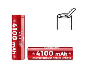 Vapcell Li-Ion Akku 21700 S41 3.7V 4100mAh 45A / 70A - mit Lötfahne - 1 Stück