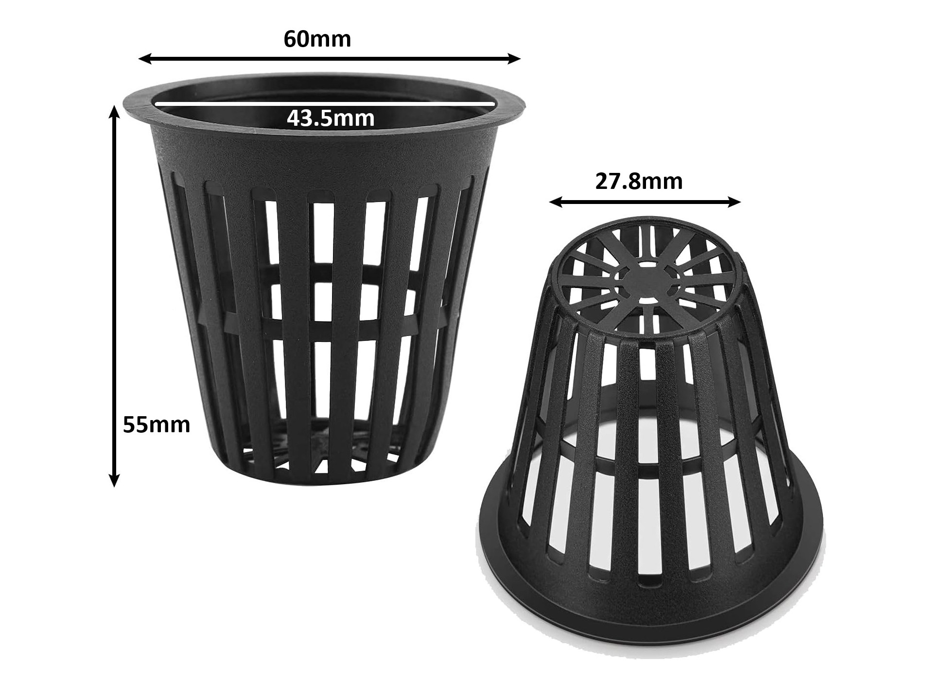 Hydroponik Netztopf 60mm x 55mm - Innen 43.5mm - 20er Set – Bild 3