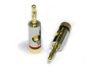 Lautsprecher / LS-Bananenstecker Paar mit vernickeltem Gehäuse 4mm