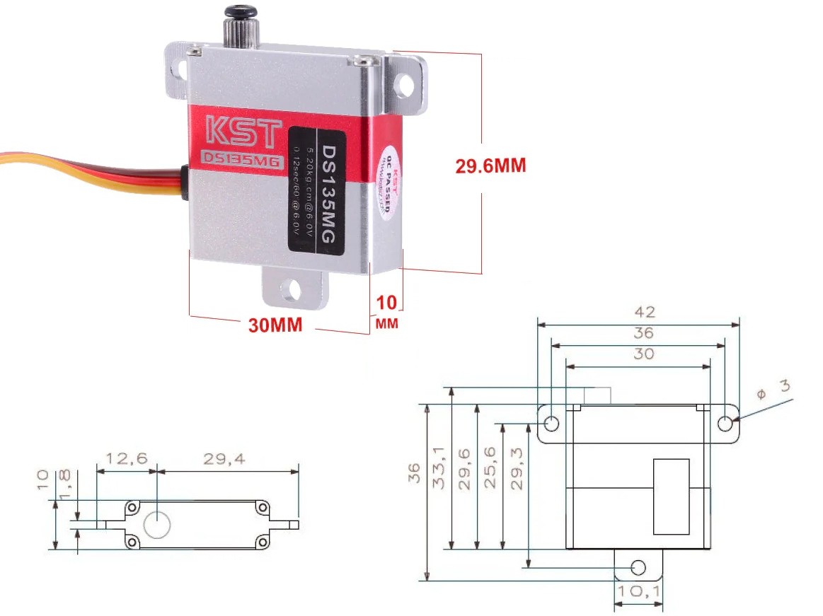 KST DS135 MG Digital Servo, 10mm 5.2kg/cm – Bild 5