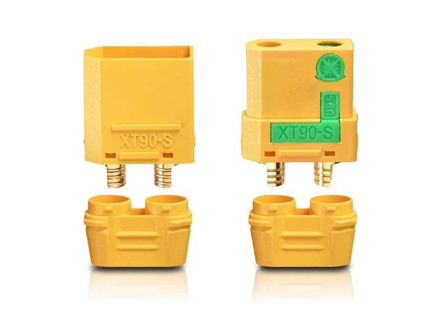 6 Paia (12 Pezzi) Amass XT90S Connettori Anti-Fiamma Dorati 90A - Spine Ad Alta Corrente Con Cappucci Protettivi, Per Lipo ESC E Modellismo RC