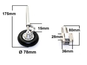 TopRcModel Hauptfahrwerksbein rechts mit Rad zu F9F Cougar 120
