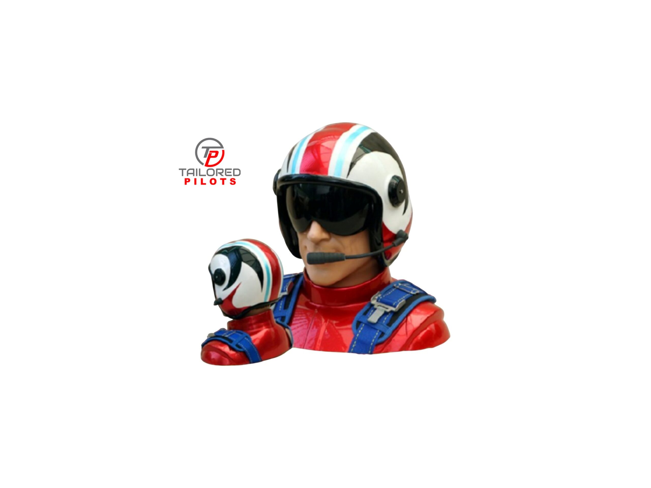 Pilotenfigur Akro GFK in rot mit blauen Gurten von Tailored Pilots