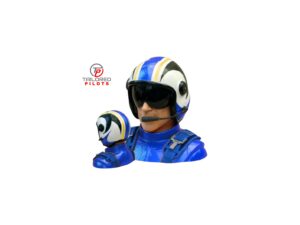 Pilotenfigur Akro GFK in blau mit blauen Gurten von Tailored Pilots