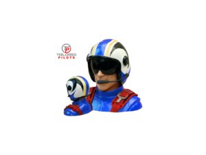 Pilotenfigur Akro GFK in blau mit roten Gurten von Tailored Pilots