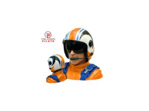 Pilotenfigur Akro GFK in orange mit blauen Gurten von Tailored Pilots