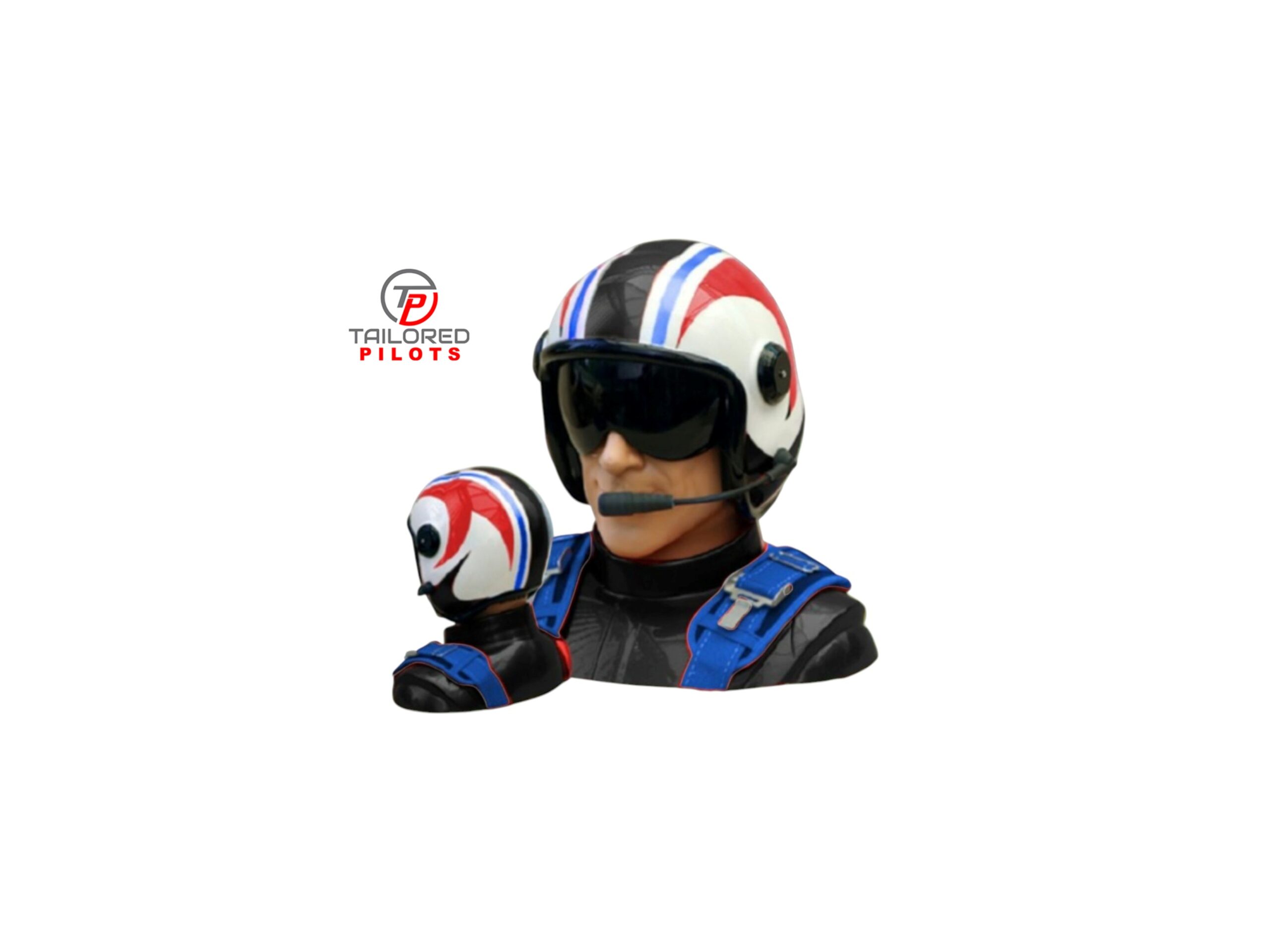 Pilotenfigur Akro GFK in schwarz mit blauen Gurten von Tailored Pilots