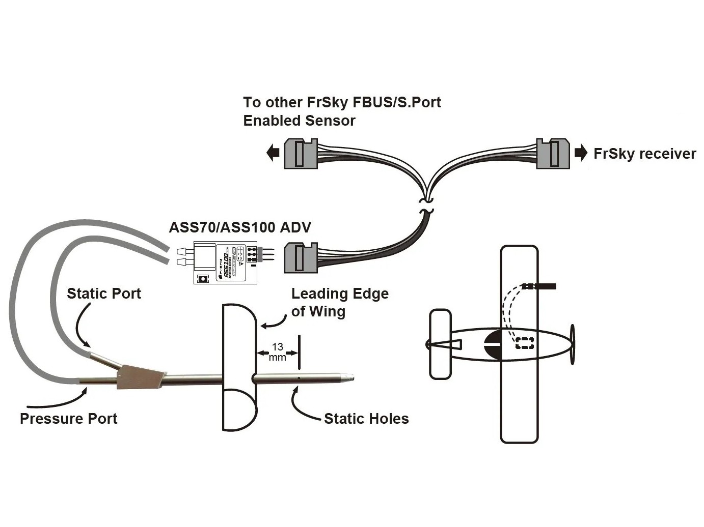 FrSky Airspeed Sensor Smart Port PAS100 ADV - ASS100, 0-360km/h – Bild 3