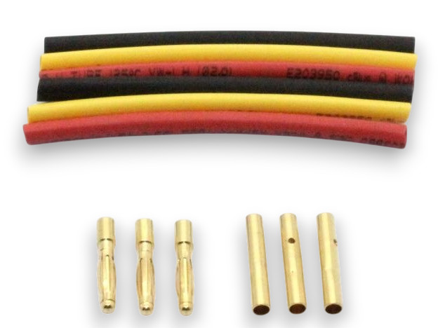 Leopard Goldkontakt Stecker, 2mm, lang, 3 Paar