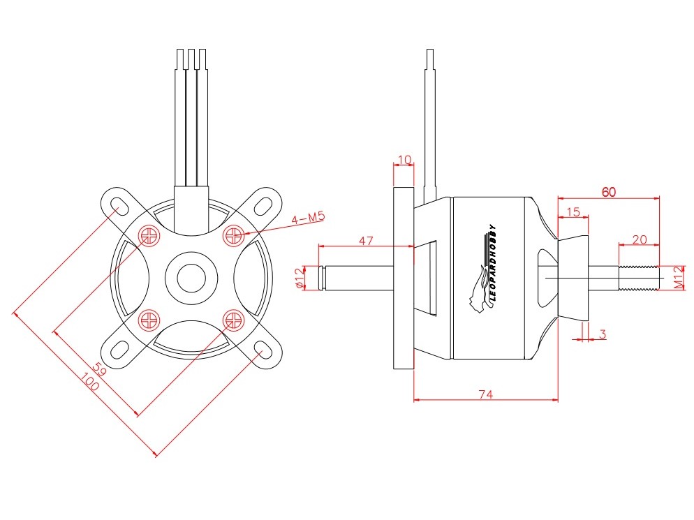 Leopard Brushless Outrunner Motor LC8072-6T KV280 – Bild 4