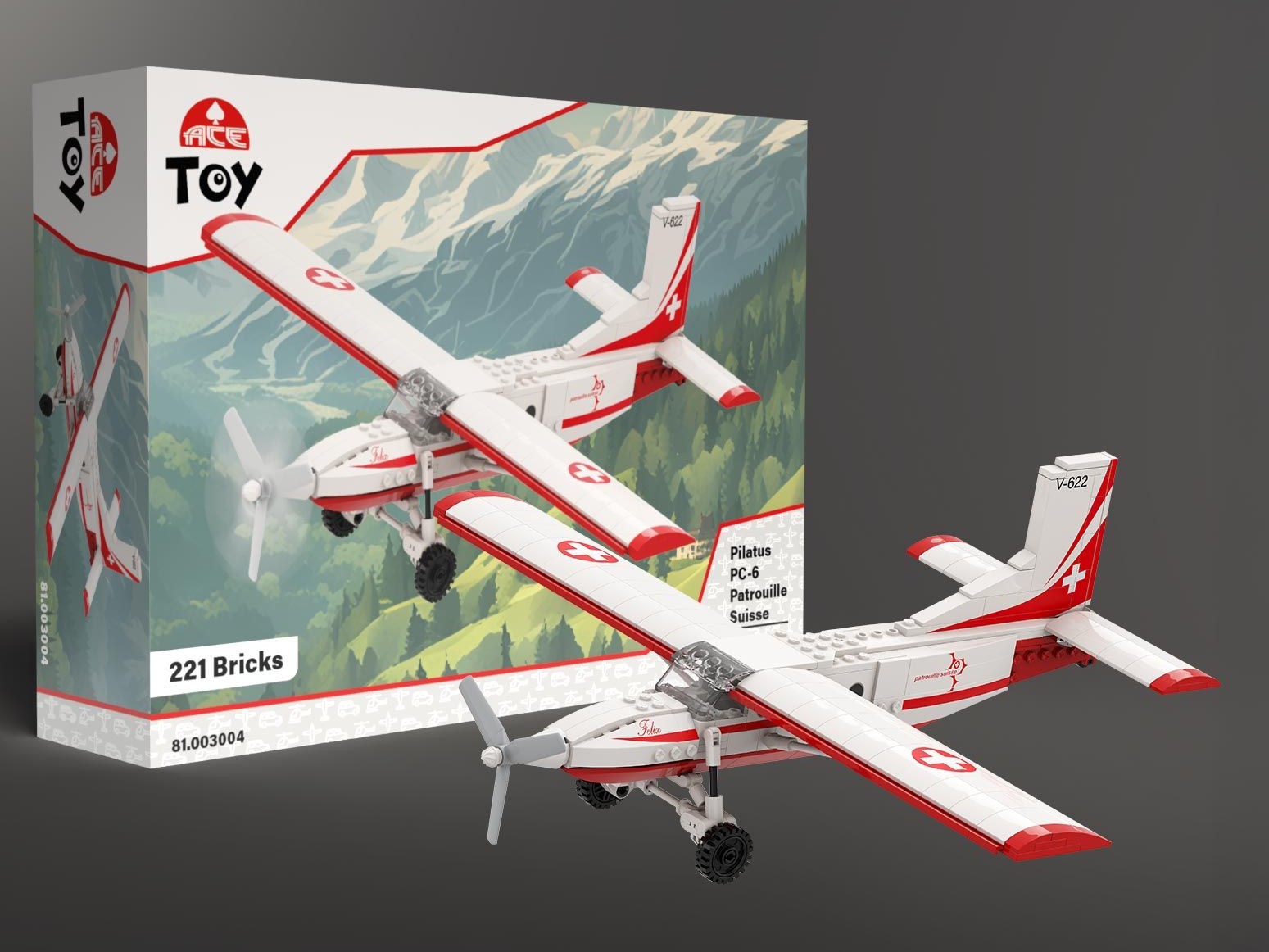 Pilatus PC-6 Patrouille Suisse - ACE Bricks Klemmbaustein-Set