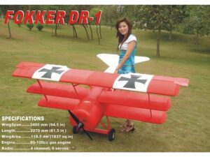 Monster Fokker DR-1, 100ccm, Spw 2400mm, ARF-Modell von CYModel