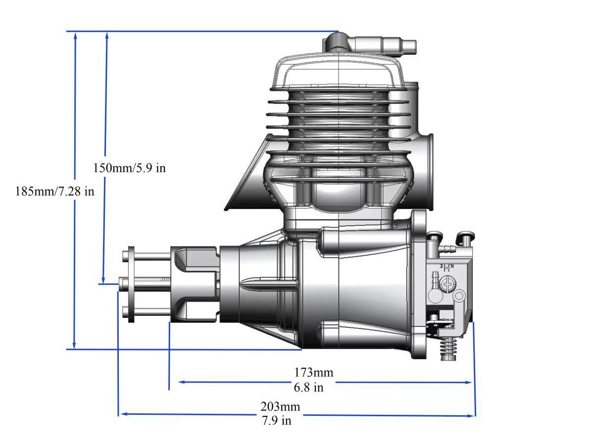 Stinger Pro 63cc SE 1-Zylinder Benzinmotor mit Seitenauslass – Bild 6