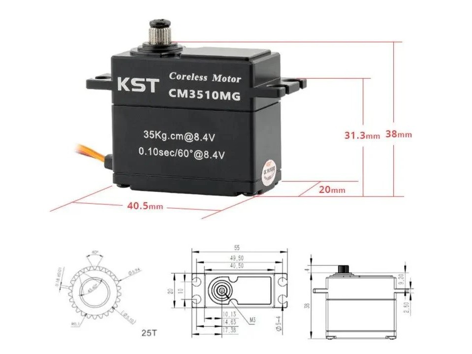 KST Servo CM3510MG V6 HV - 20mm - 35 kg Stellkraft – Bild 6