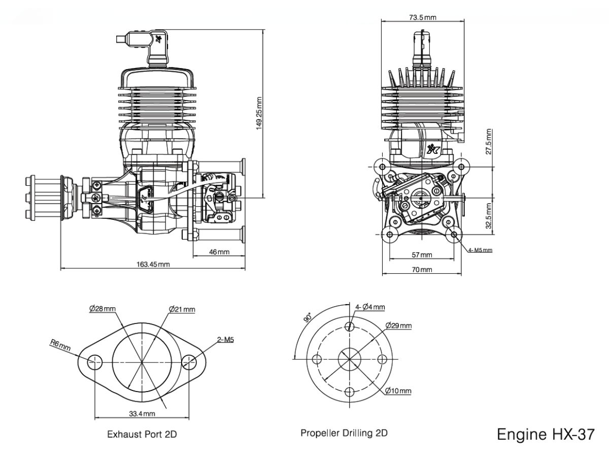 HangX HX-37S - 37ccm 1-Zylinder Boxer Benzinmotor – Bild 4