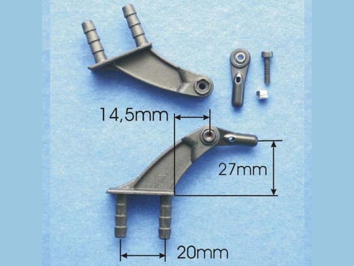 CFK Gabelruderhebel 6/27mm mit Kugelgelenk M3
